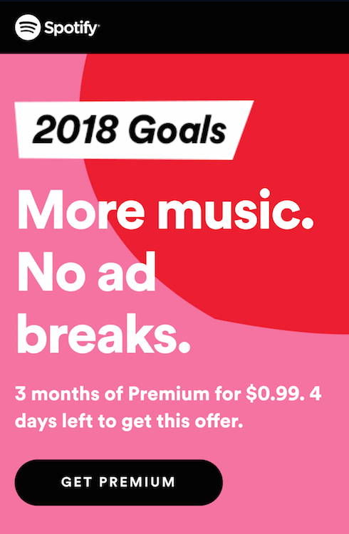 rapport de page de destination mobile post-clic téléphone Spotify