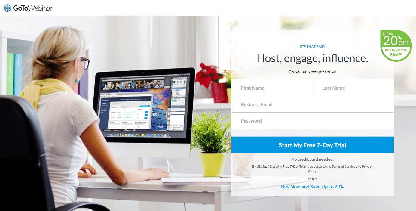 點擊後登陸頁面報告 GoToWebinar