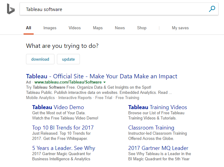 Tableau 點擊後登錄頁面 Bing
