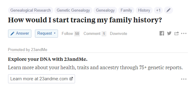 Quora 廣告 23andMe