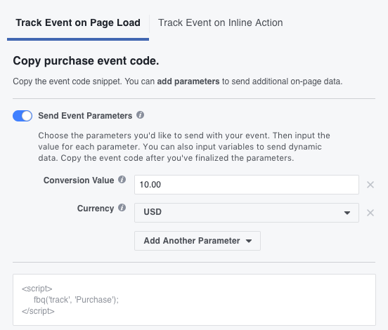 Facebook 重定向像素事件參數