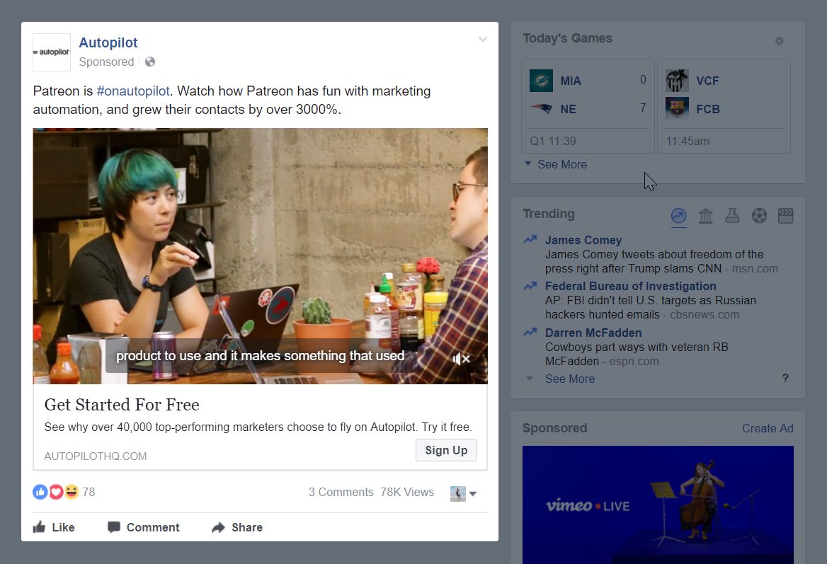 광고 사양 Facebook 동영상