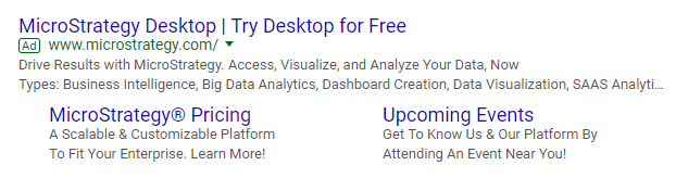 표시 URL MicroStrategy 광고