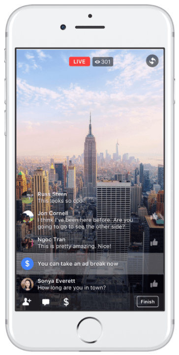 Facebook 인스트림 동영상 광고 라이브