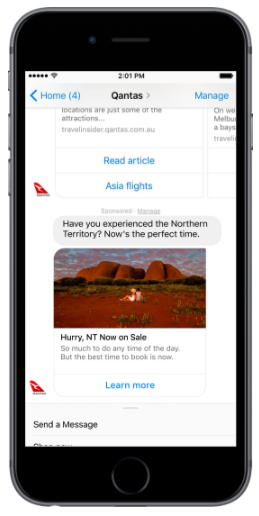 Facebook 후원 메시지 콴타스