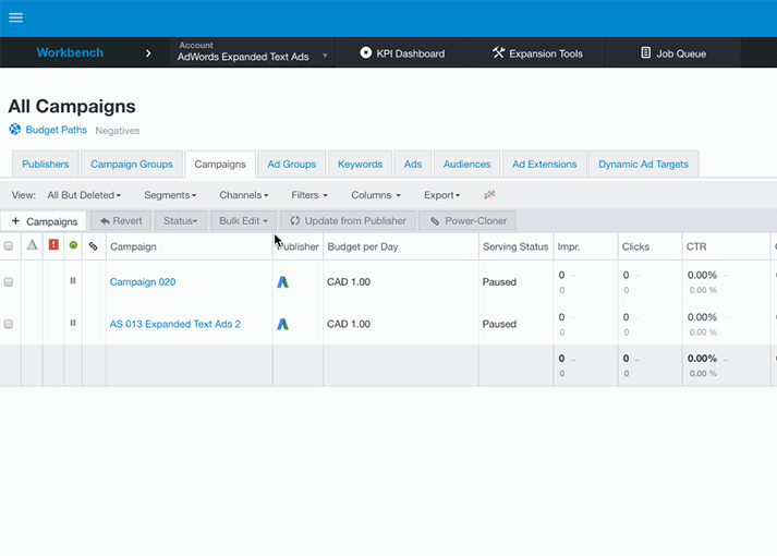 Acquisio 캠페인 복제