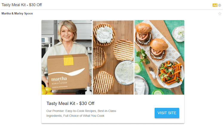 Imagens de exemplo de anúncios do Gmail Martha Stewart