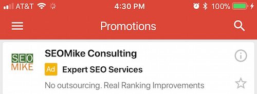 Exemplo de anúncios do Gmail clique para ligar