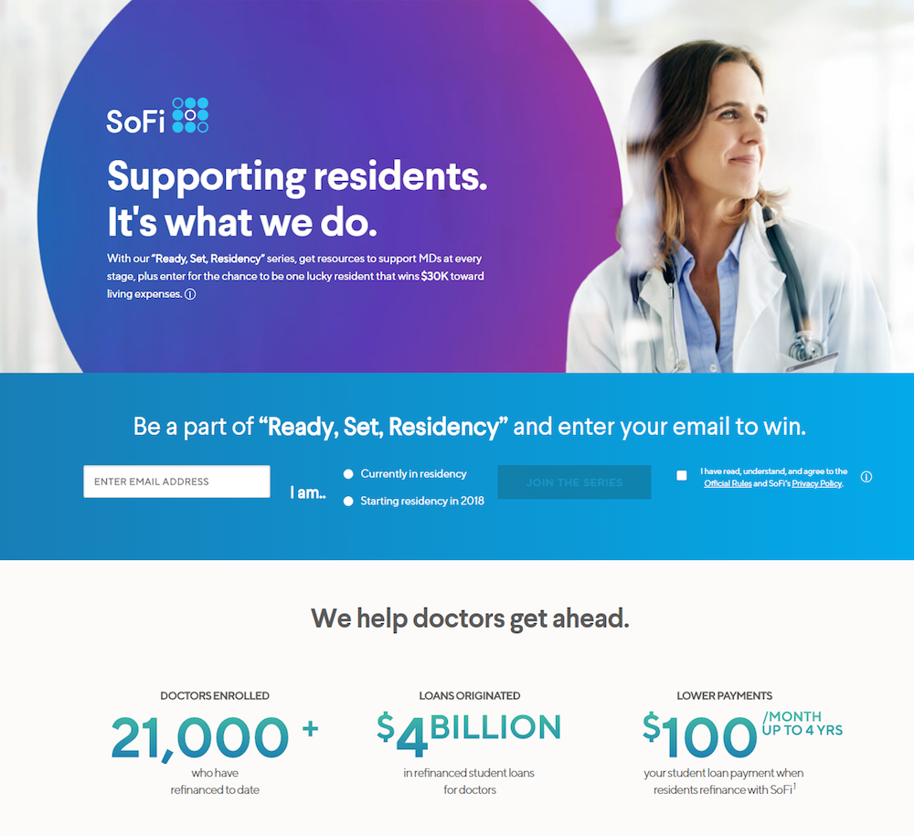 Concurso de páginas de aterrizaje post-clic de SoFi