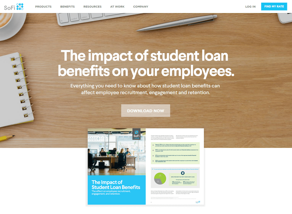 Libro blanco de las páginas de destino posteriores al clic de SoFi