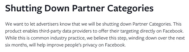 Eliminación de categorías de socios de Facebook