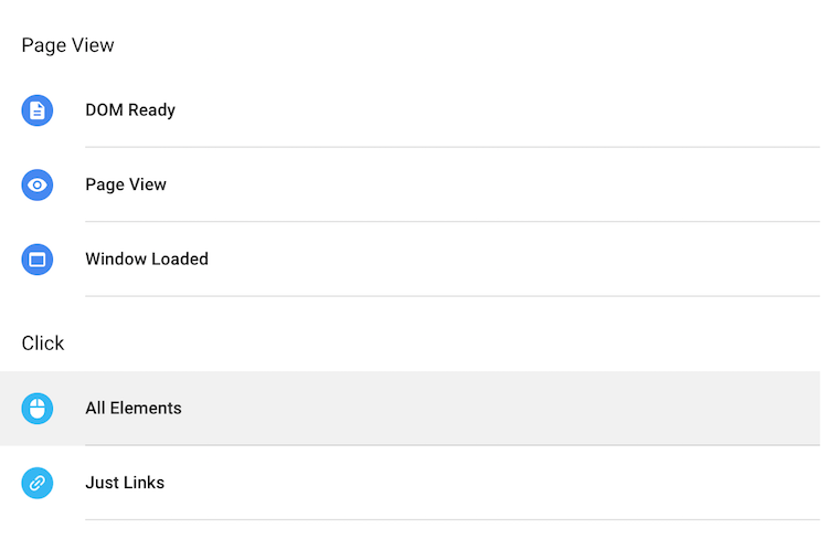 Os acionadores do Gerenciador de tags do Google escolhem