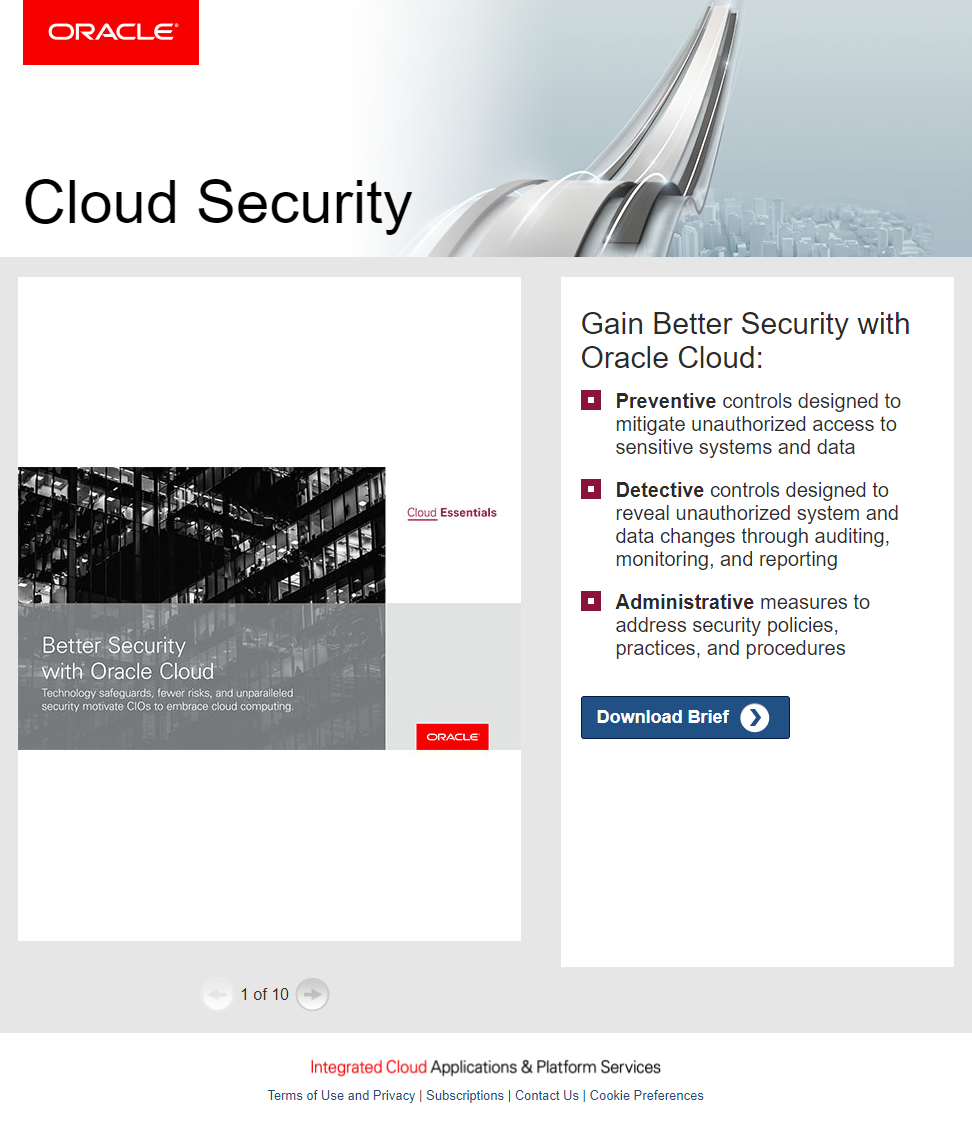 безопасность целевых страниц после клика Oracle