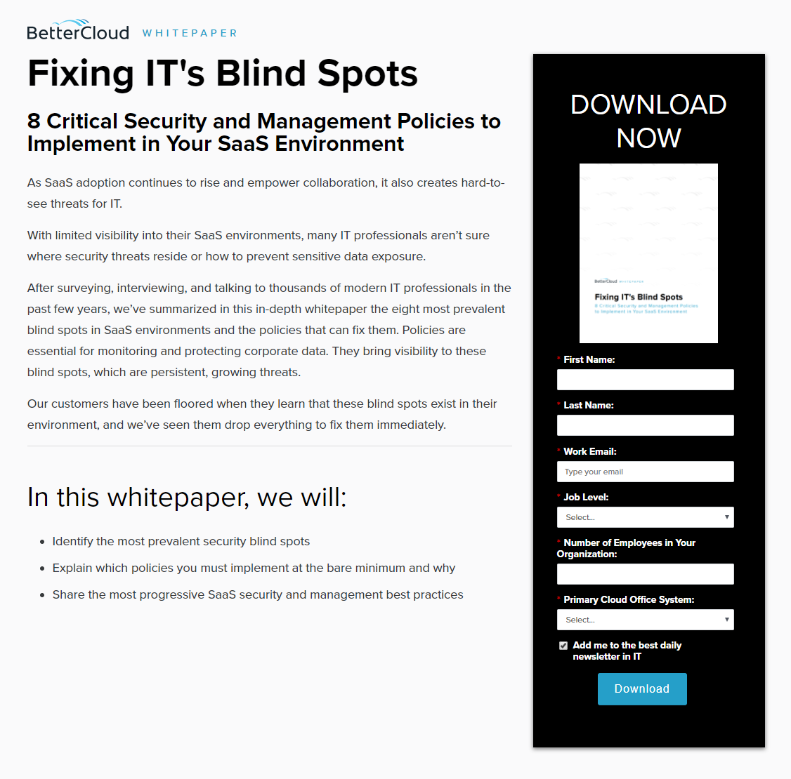 безопасность целевых страниц после клика BetterCloud