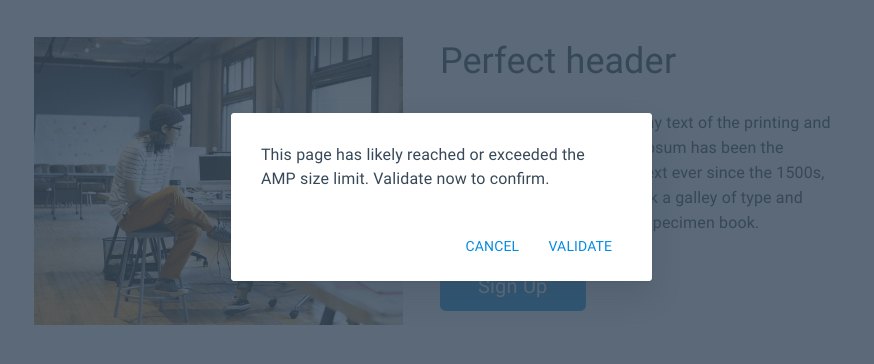 AMP-Post-Click-Landingpages haben die Größenbeschränkung überschritten