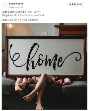 Facebook 뉴스 피드 이미지 광고 데스크톱 예