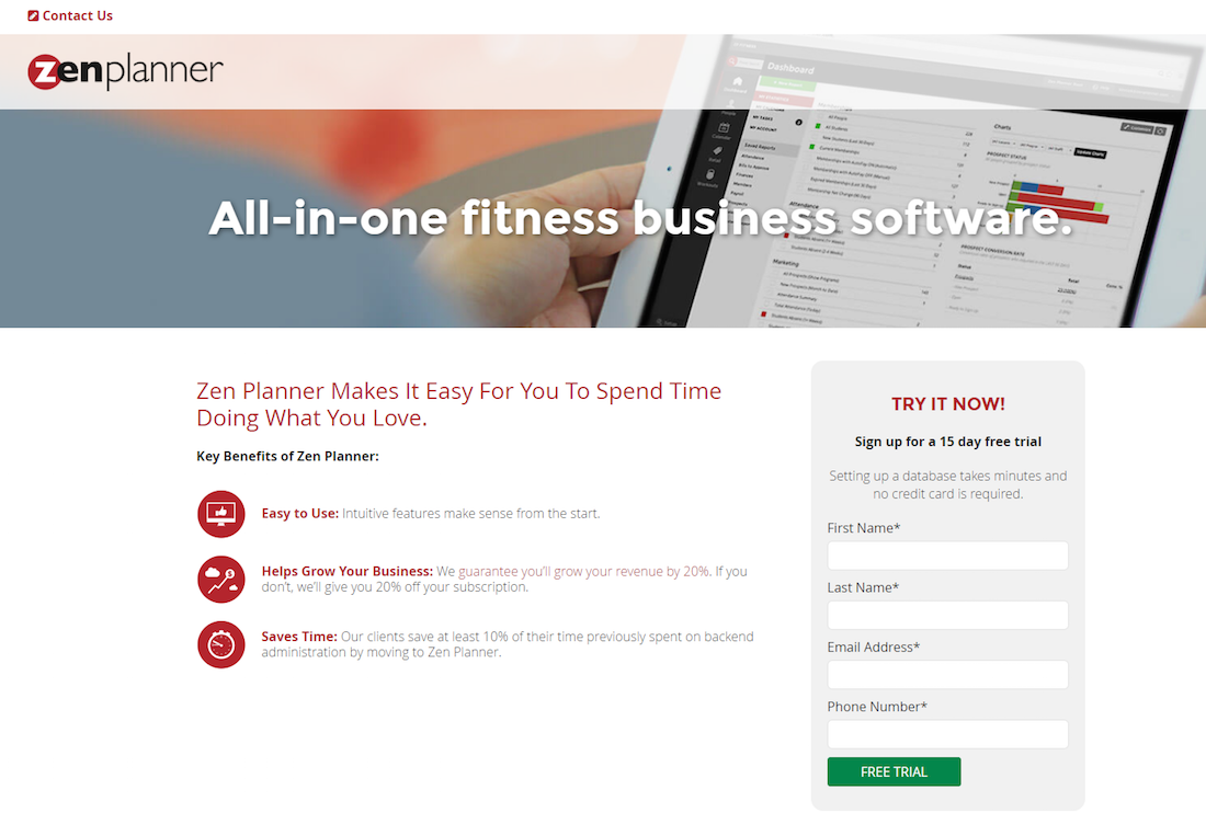 înscrieți-vă după pagina de destinație Zen Planner
