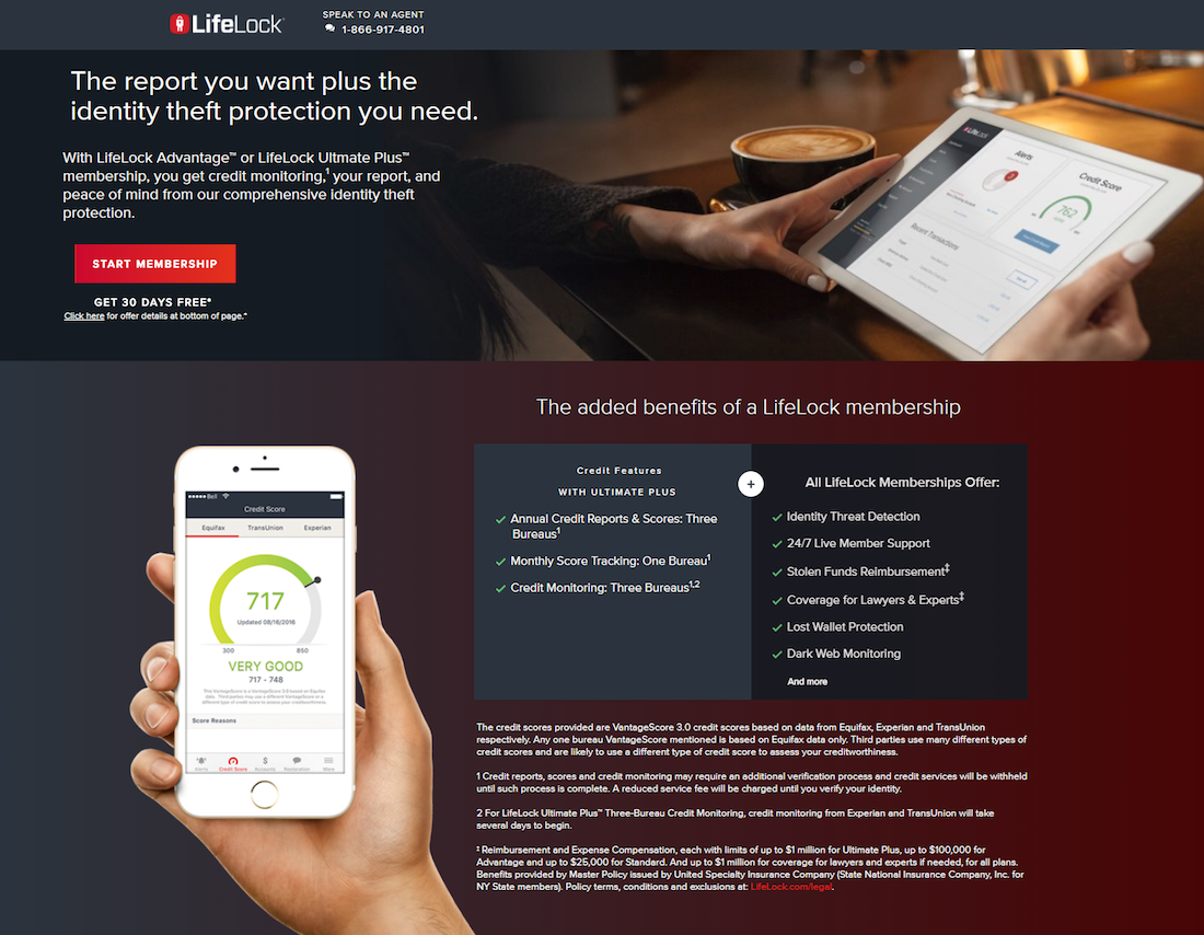 creați o pagină de destinație post-clic LifeLock