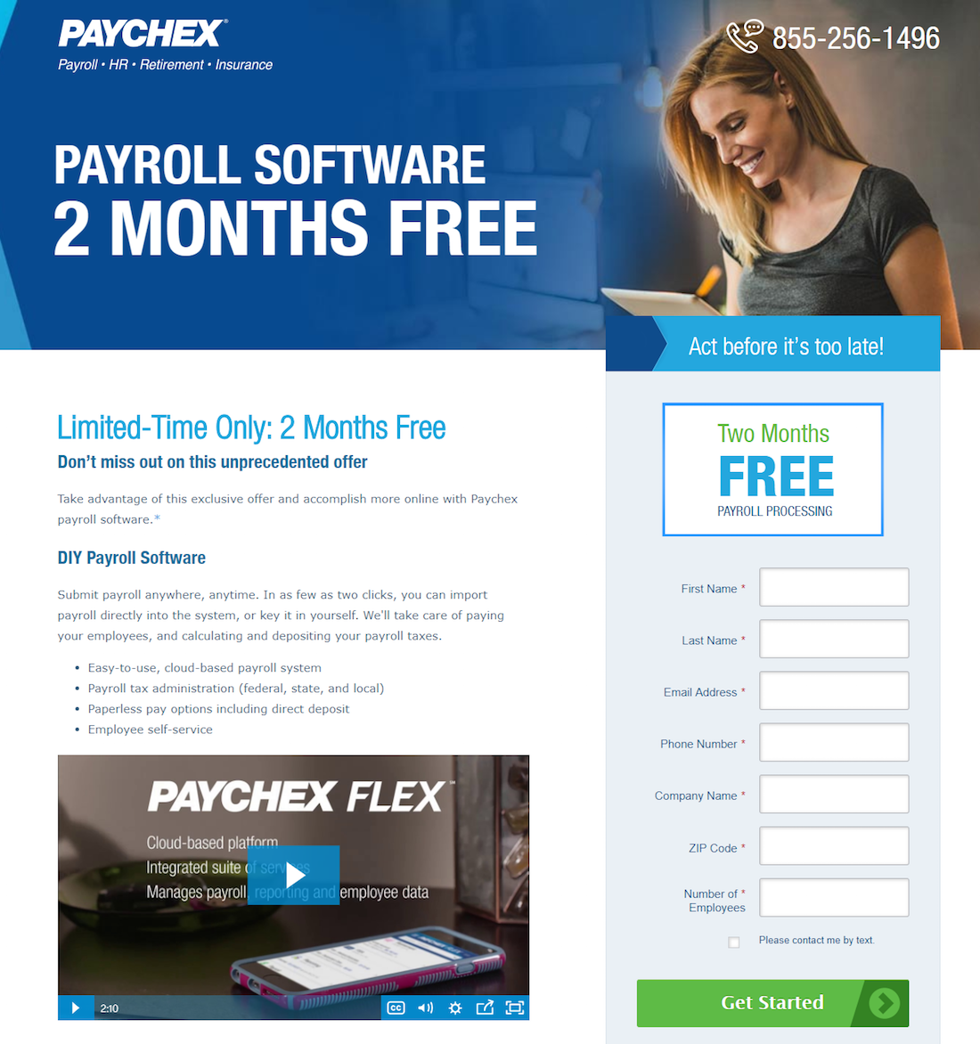 creați o pagină de destinație post-clic Paychex