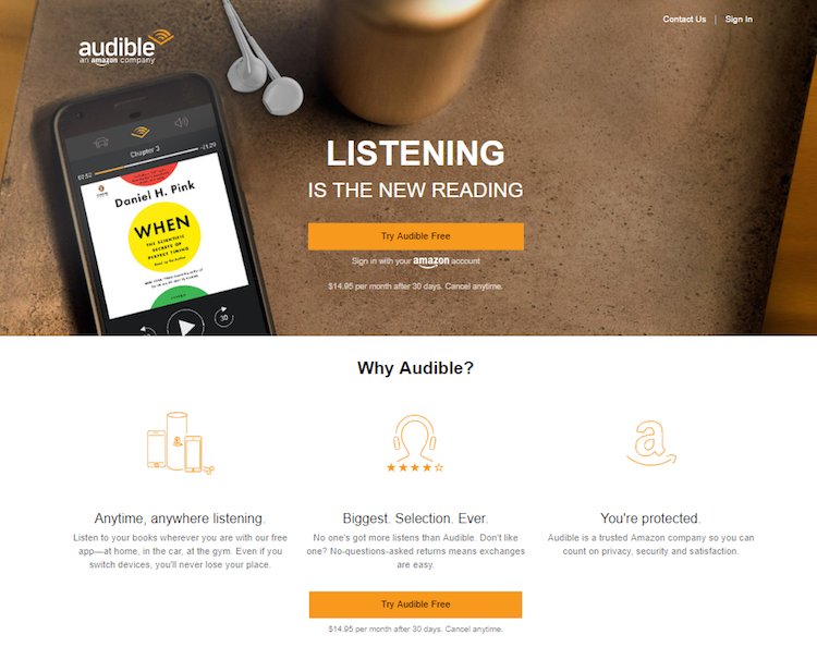 Annunci carousel di Facebook Audible