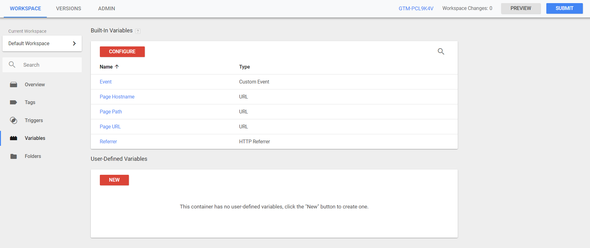 Google Etiket Yöneticisi örnek değişkenleri