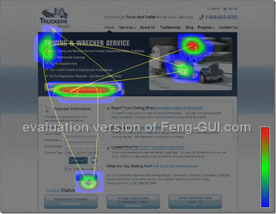 La captura de pantalla muestra cómo Trucker Assist cambió el diseño de su página de destino posterior al clic