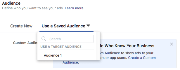 La captura de pantalla muestra cómo dirigirse a su audiencia personalizada