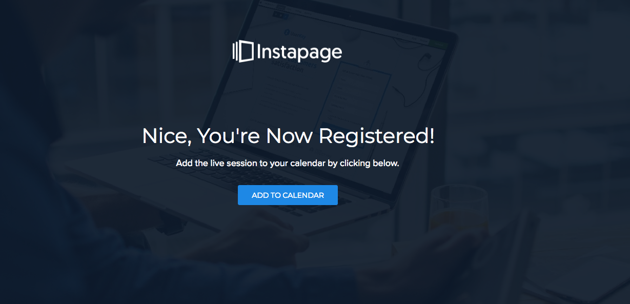 El visitante de la página de destino posterior al clic ve una vez que se registra en el seminario web