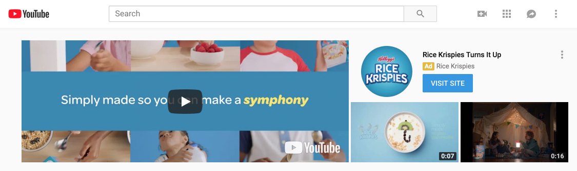 YouTube-Masthead-Beispiel Rice Krispies