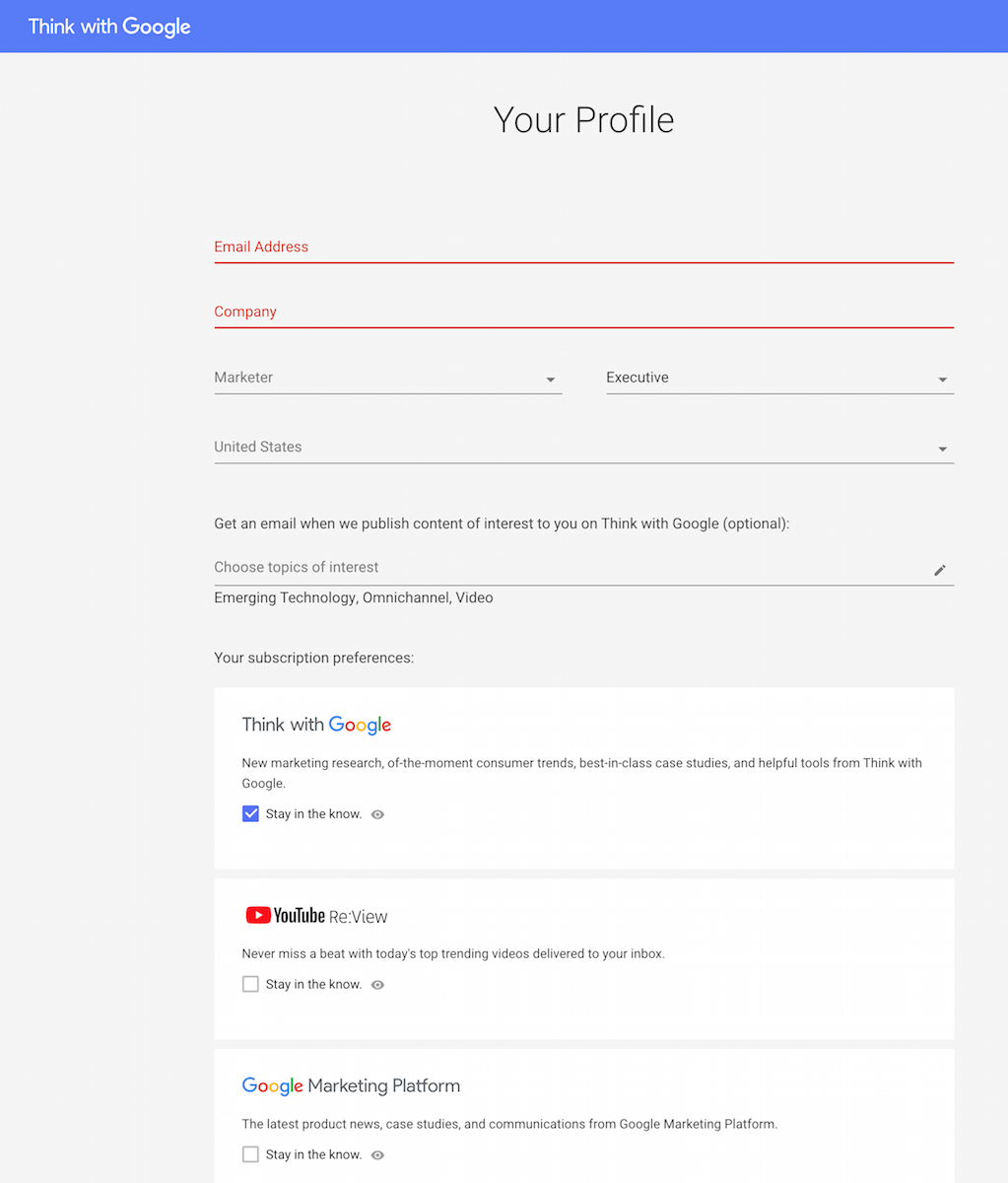 Personalisierungs-E-Mail-Präferenzzentrum