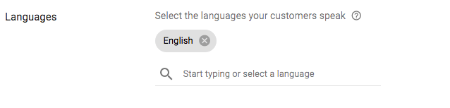 selecione o idioma para a campanha de publicidade gráfica do Google Ads