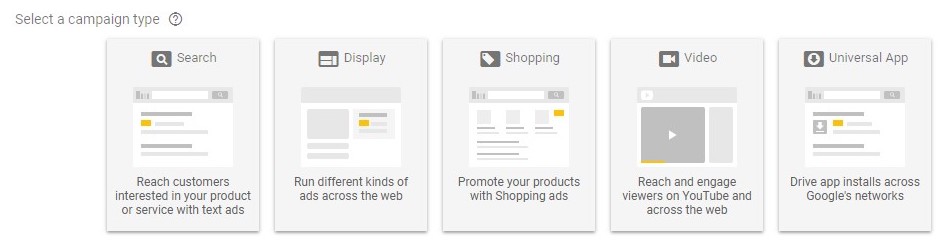 tipo de campanha universal para apps