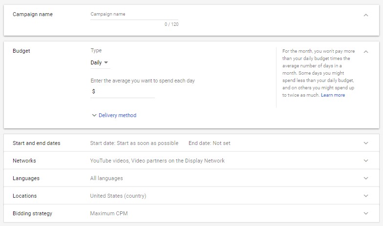 Настройка объявлений-заставок YouTube
