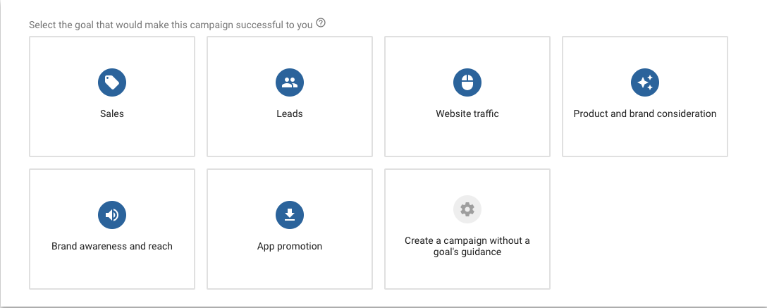 Tangkapan layar menunjukkan cara memilih sasaran untuk kampanye Google Ads Anda