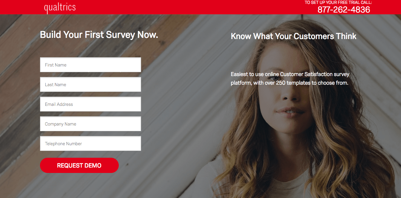 Qualtric post-click landing page Ad