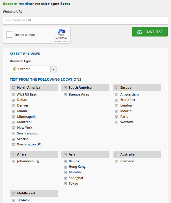 outils de vitesse de page Dotcom Monitor