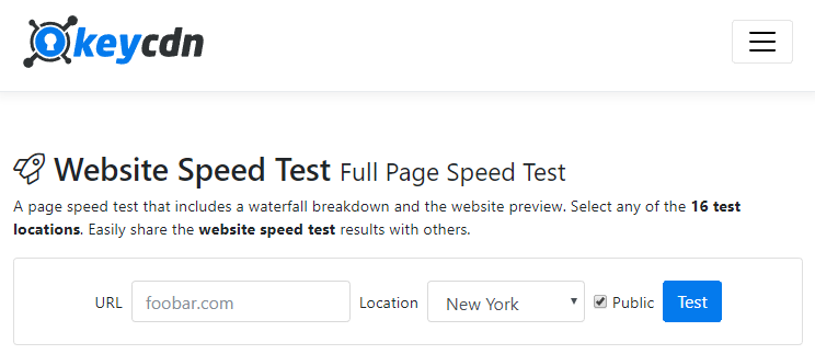 outils de vitesse de page KeyCDN