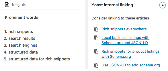 краеугольный камень предложения ссылки Yoast