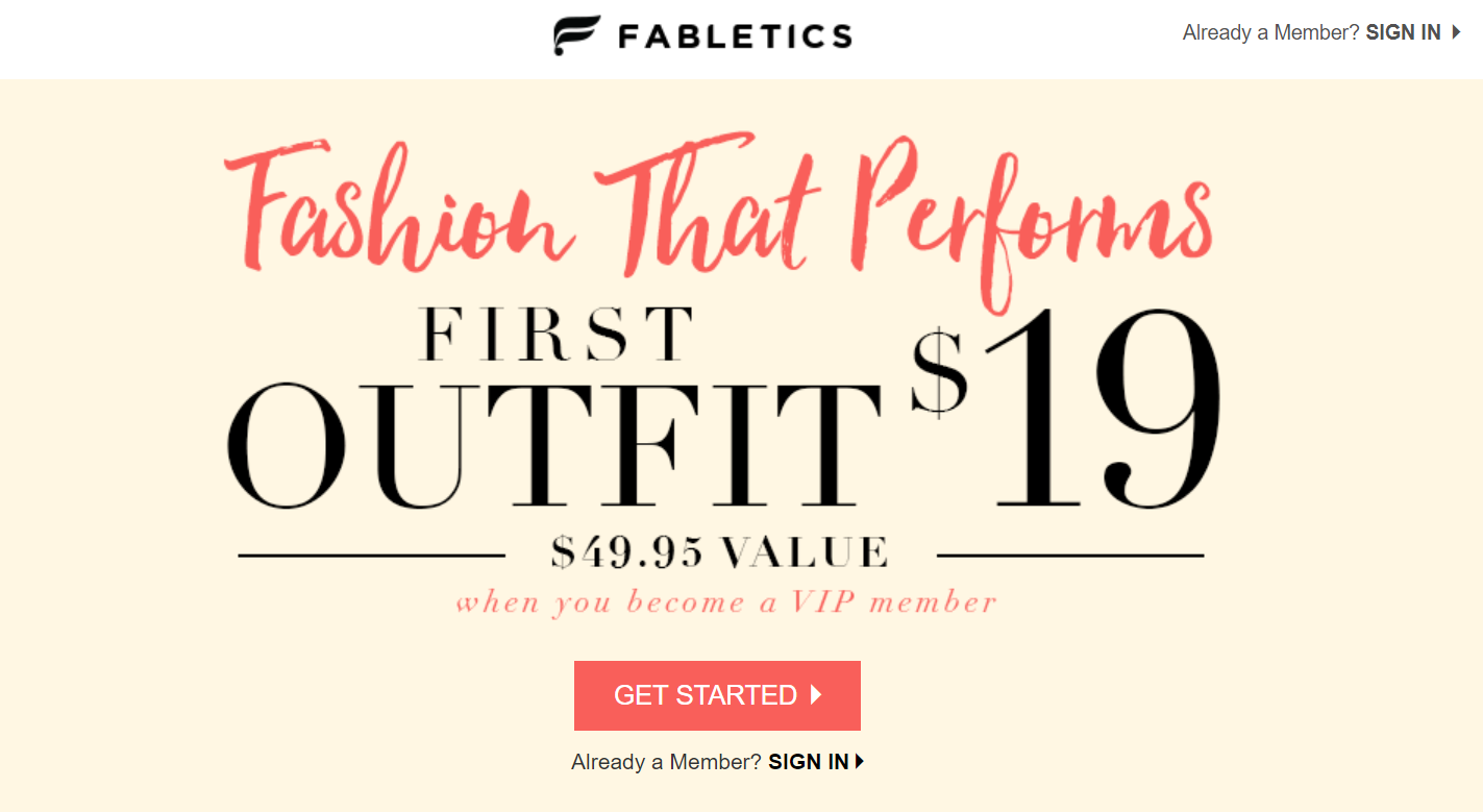 หน้า Landing Page หลังคลิกอีคอมเมิร์ซที่ดีที่สุด Fabletics