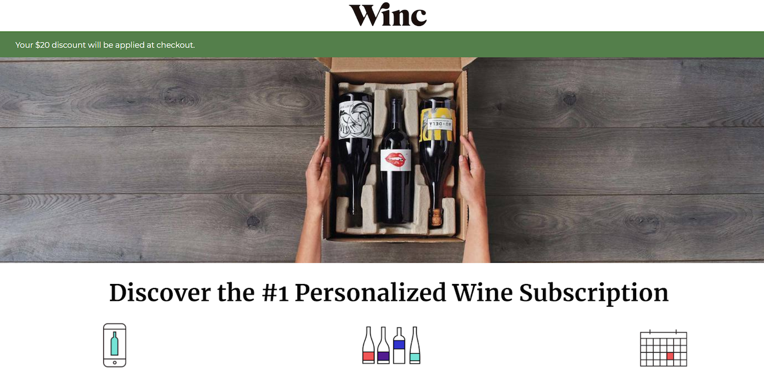 ตัวอย่างหน้า Landing Page ของอีคอมเมิร์ซ Winc