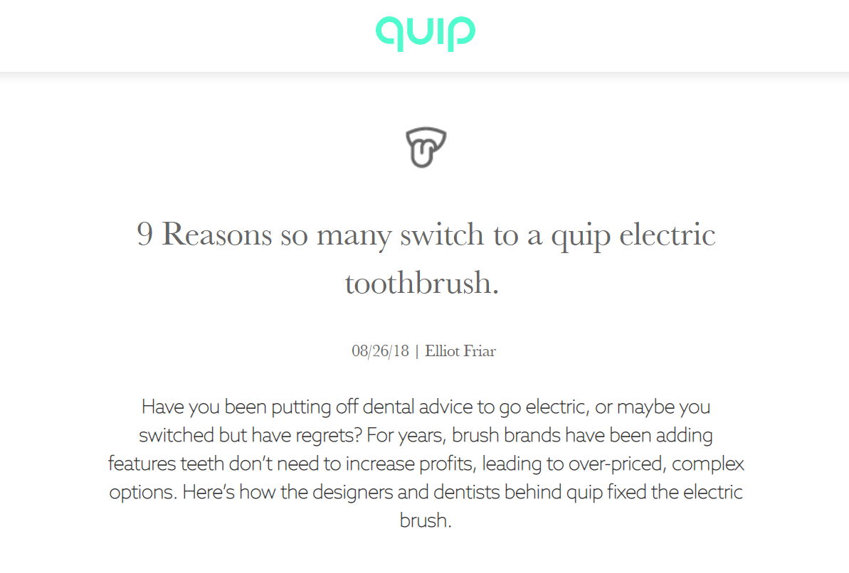 หน้า Landing Page หลังคลิกอีคอมเมิร์ซที่ดีที่สุด Quip