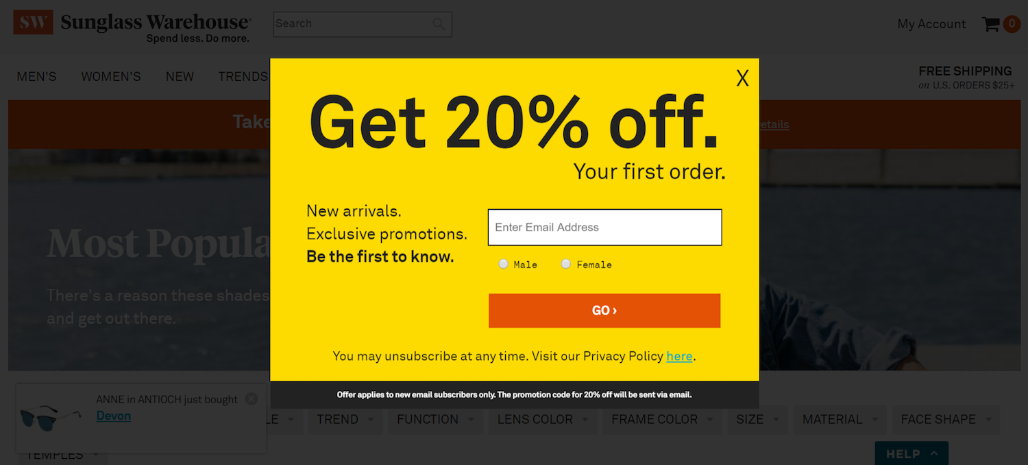 โพสต์คลิก Landing Page อีคอมเมิร์ซ คลังสินค้าแว่นกันแดด