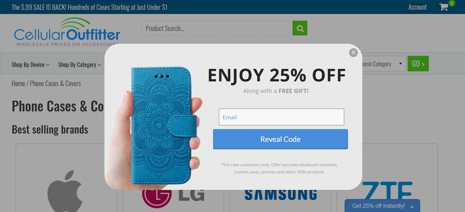 การออกแบบหน้า Landing Page ของอีคอมเมิร์ซหลังคลิก Cellular Outfitter