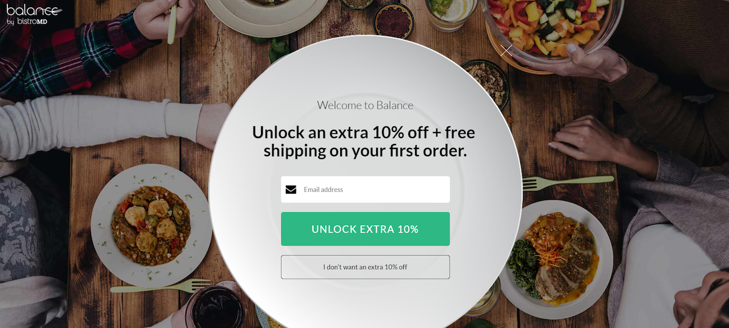 หน้า Landing Page หลังคลิกอีคอมเมิร์ซที่ดีที่สุด Balance Bistro