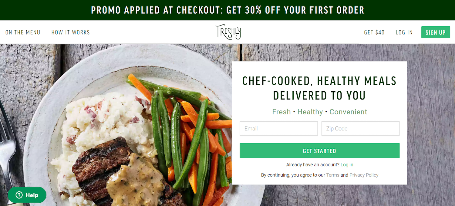 หน้า Landing Page หลังคลิกอีคอมเมิร์ซที่ดีที่สุด Freshly