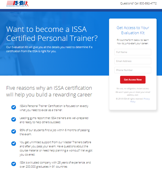 pelatihan pribadi halaman arahan pasca-klik perekrutan