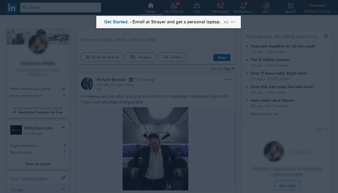 Titolo dell'annuncio di testo di LinkedIn