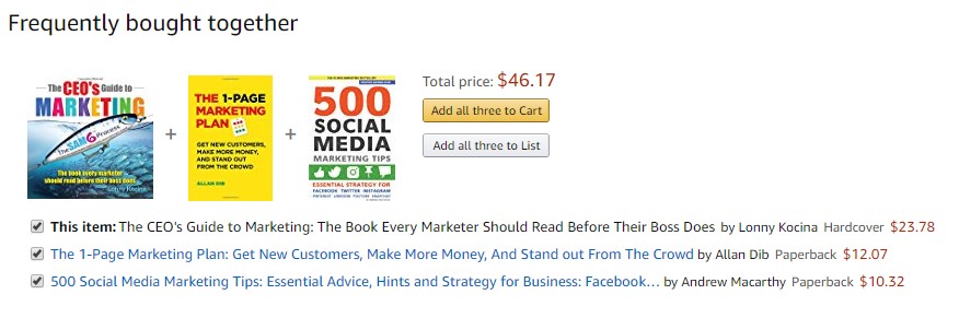 пример перекрестных продаж Amazon