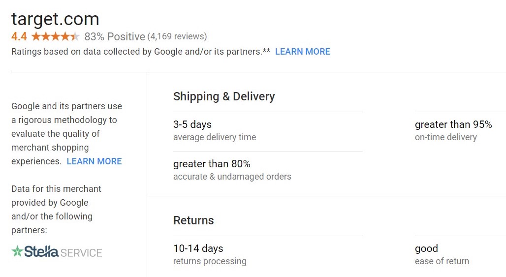 Google 卖家评分目标