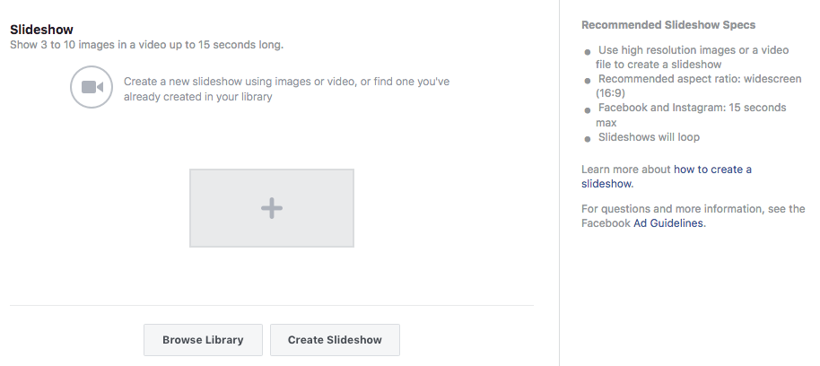 Crear formato de presentación de diapositivas de Facebook